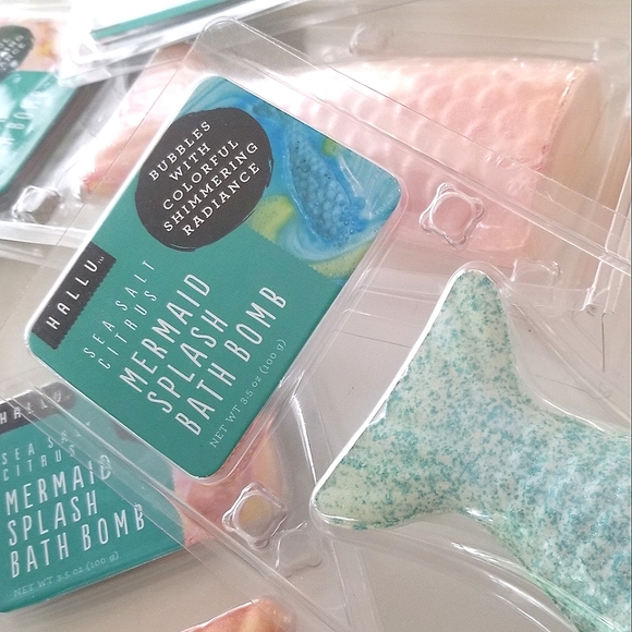 5 Massive Bath Bombs- Turquoise & Coral Mermaid Tails - Picture 4 of 5